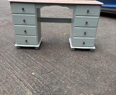 Painted pine dressing table with eight drawers