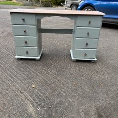 Painted pine dressing table with eight drawers