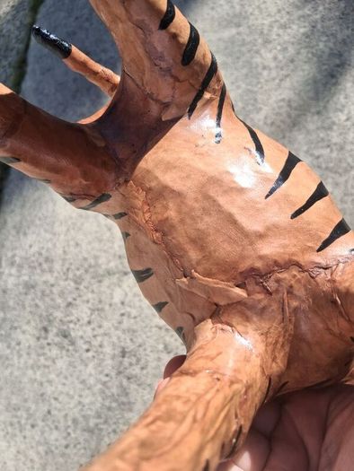 Mid Century Leather 11 Inch Zebra and Foal (Handpainted )