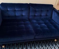 IKEA Landskrona 2-Seat Sofa, Djuparp Dark Blue Velvet, Excellent Condition