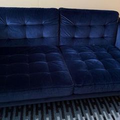 IKEA Landskrona 2-Seat Sofa, Djuparp Dark Blue Velvet, Excellent Condition