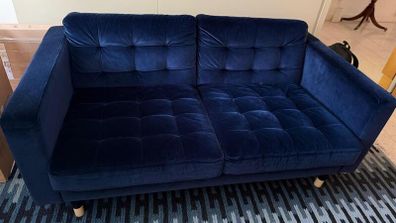 IKEA Landskrona 2-Seat Sofa, Djuparp Dark Blue Velvet, Excellent Condition