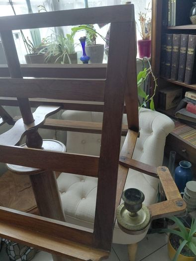 Antique wooden Duellist music stand with side candle sconcesAntique oak wooden music stand with side candle sconces