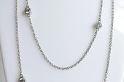 Vintage TI SENTO 925 Sterling Silver Long 30" silver station necklace with clear stones 9,1g                              es