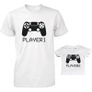 Dad and Baby Matching White T-Shirt and Infant T-shirt Set - Player 1 & Player 2 Image 2