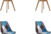 Set of 4 or 6 Dining Chairs with blue Patchwork