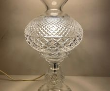 Waterford Crystal "Inishmaan" 2pc Hurricane Table Lamp.