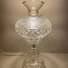 Waterford Crystal "Inishmaan" 2pc Hurricane Table Lamp.