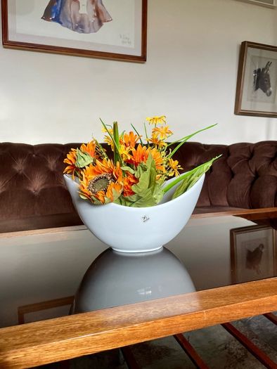 Pristine White Salad Sharing Bowl by Galzone Denmark with Handles