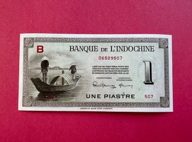 French  Indo - China  1  Piastre  1945. Pick  76b. Scarce. ( Uncirculated )