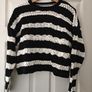 black and white striped crochet knit sweater for ladies, Large size , Casual wear Image 3