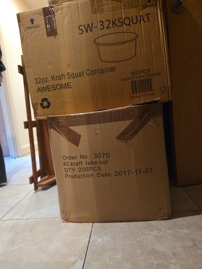 3 boxes of commercial food packaging