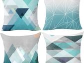 Geometric Cushion Covers 18x18 Soft Plush fabric Throw Pillow Covers 45cm x 45cm Set of 4pcs Teal