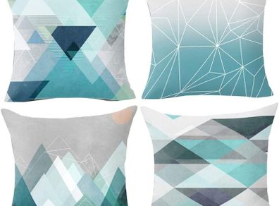 Geometric Cushion Covers 18x18 Soft Plush fabric Throw Pillow Covers 45cm x 45cm Set of 4pcs Teal