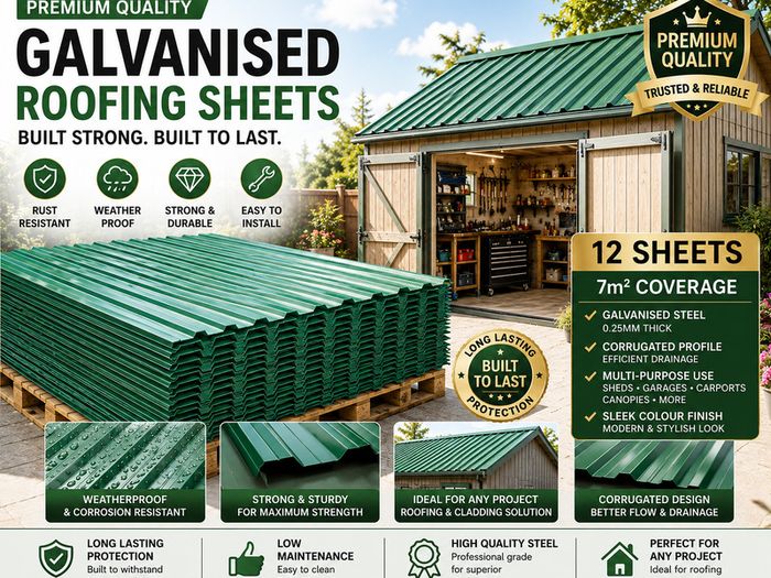12 x corrugated metal sheets.
