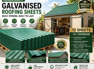 12 x Metal Roofing Sheets for Shed 7m2 Corrugated Roof Panels