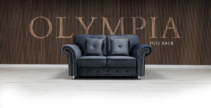 Olympia Grey Chester Arms Plush Velvet Fabric Sofa