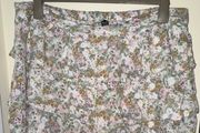 New Look White, Green and Pink Floral Frilly Skirt
