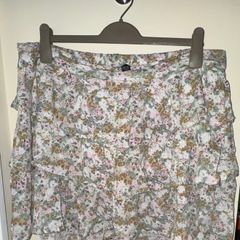New Look White, Green and Pink Floral Frilly Skirt