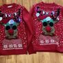 Two matching light-up Christmas reindeer jumpers Image 2