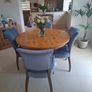Solid wood round table with parquet top Image 6