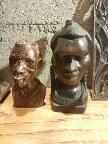 carved African heads