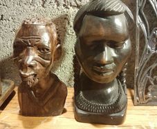 carved African heads