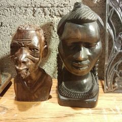 carved African heads