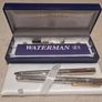 Waterman Exclusive Silver Plated Fluted Fountain Pen 18K Nib & Ballpoint Set Image 3