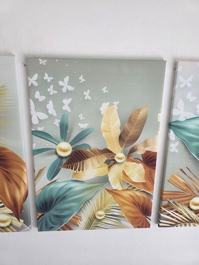 3 framed printed canvas 35x55cm