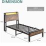 3ft Single Bed Frame with Charging Station and LED Lights, Wood Headboard with Storage Shelves, Heavy Duty Metal Slats, No Box Spring Needed, Noise Free, Easy Assembly,Black Image 4