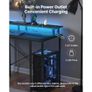 120 cm Computer Desk with Smart LED Lights and Power Outlets, Reversible Gaming Office Desk with Monitor Stand and 2-Tier Storage Shelves Image 4