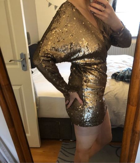 All items reduced! Boohoo gold sequin mini