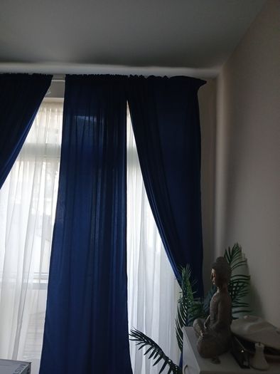 blue curtains x4 each one 57cmx250 cm ikea 20 euro for 4 origial price 60 euro