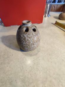 Vintage Signed Studio Art Pottery Flower Frog Planter Vase MCM Stoneware
