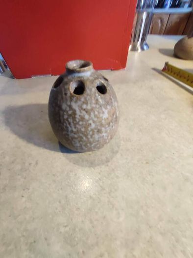Vintage Signed Studio Art Pottery Flower Frog Planter Vase MCM Stoneware