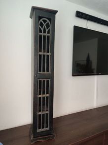 Heavy Solid Wood Colonial Style Storage Tower Cabinet with Iron Grille