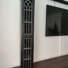 Heavy Solid Wood Colonial Style Storage Tower Cabinet with Iron Grille