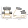 Kneeling chair, ergonomic seat stool, padded stool for healthy sitting posture, birch wood, 120 kg load capacity, Gray Image 2