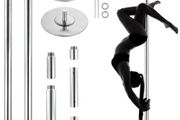 Professional Dancing Pole, Spinning Static Dancing Pole Kit, Portable Removable Pole, 45mm Heavy-Duty Stainless Steel Pole, Height Adjustable Fitness Pole, for Exercise Home Club Gym, Silver