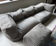 Loungepug Albert 3-Seater Bean Bag Sofa with matching large footstool