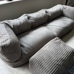 Loungepug Albert 3-Seater Bean Bag Sofa with matching large footstool