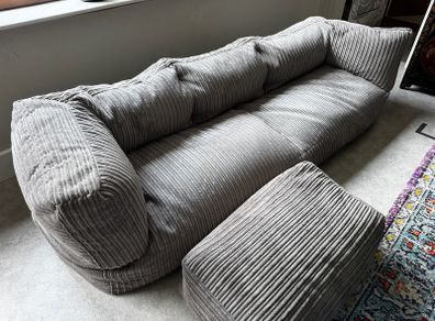 Loungepug Albert 3-Seater Bean Bag Sofa with matching large footstool