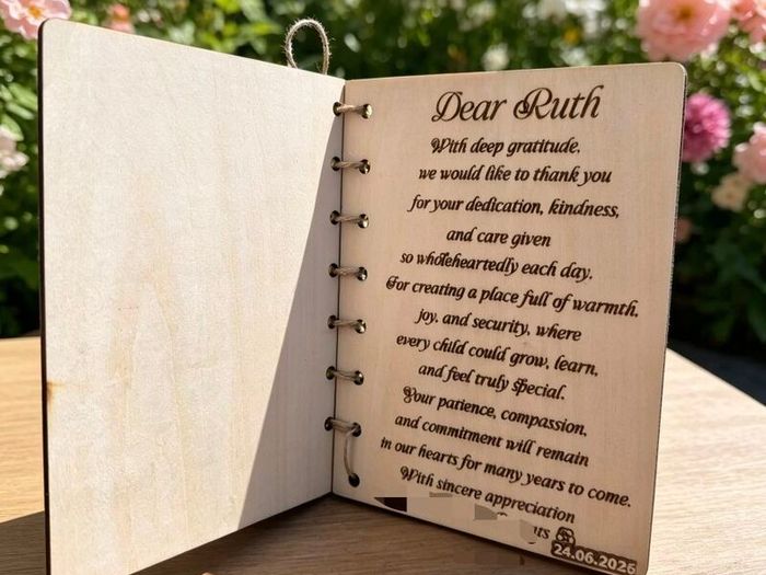 Beautiful Thank You Card for Teacher / Preschool Teacher Laser Made! 17x14cm