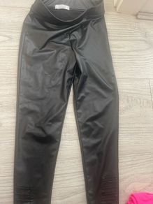 girls leggins faux leather biker style