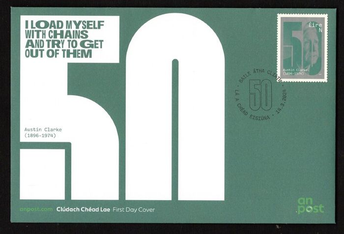2024 Ireland Austin Clarke, Author Commemorative Stamp An Post First Day Cover (FDC)
