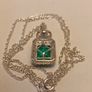 Beautiful Emeraldine & Zircon Pendant in Rhodium Plated Sterling Silver Image 9