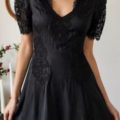 Karen Millen Black Victorian Lace Applique Dress