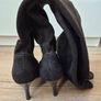 Over The Knee faux suede black boots Image 3