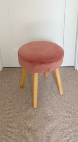 Pink Velour Foot Stool